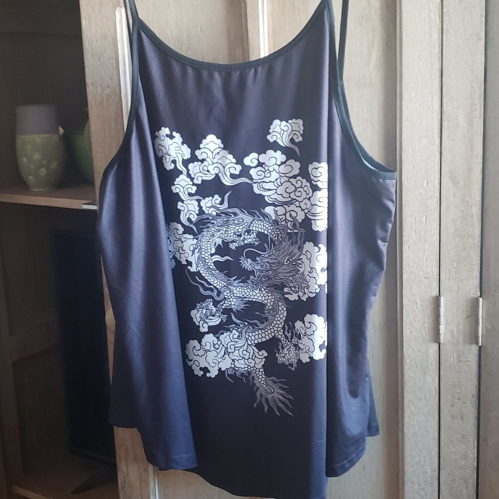 COPY - Rosegal B & W Dragon Tank Blouse